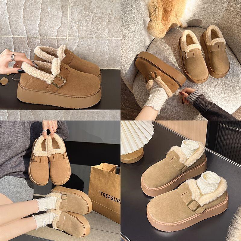 thick-soled snow boots women's velvet thermal cotton shoes, new winter Birkenstocks women's Birkenstocks hairy shoes loafers