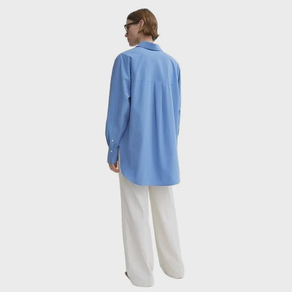 Siyuan 25 Early Spring Light Luxury High-Count Cotton Solid Color Long-Sleeve Silhouette Shirt for Women