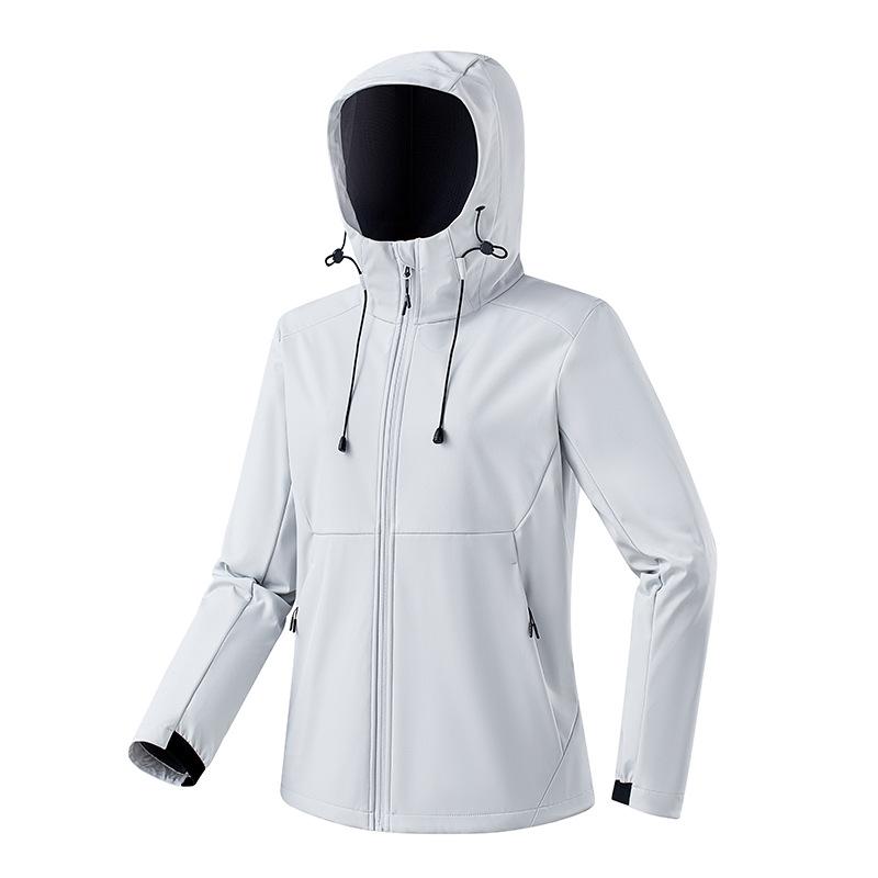 Outdoor Soft Shell Men's and Women's Windproof Waterproof Warm Fashion Composite Waffle One-piece Fleece Hooded Jacket