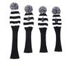 Golf Headcover Set 2 Fairway with Knitted Pendant and 4-Piece (Driver/Wood, Woods, Hybrid/UT) (Black White)