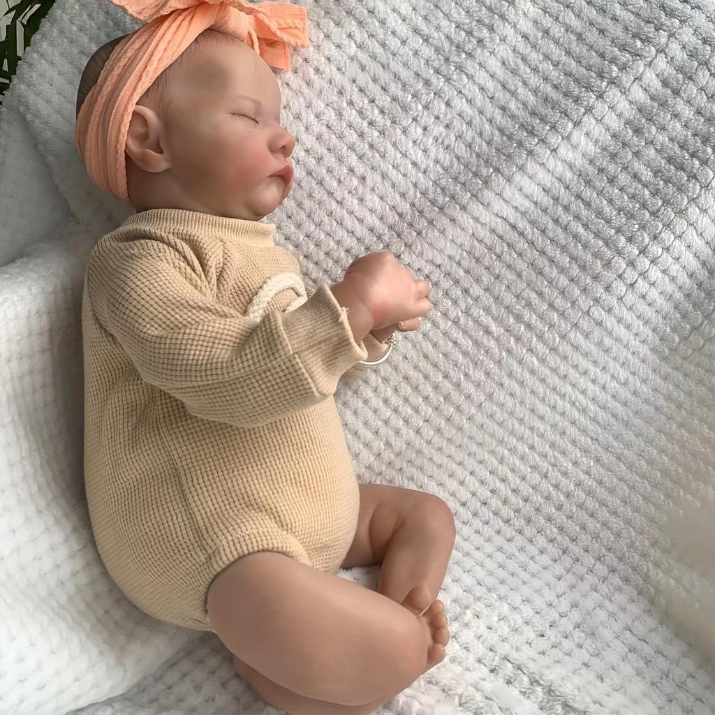 BZDOLL 19 Zoll/48 cm Reborn Soft Vinyl Babypuppe Bereits Bemalt Fertig Levi Schlafend Neugeborenen Größe 3D Haut Sichtbare Adern Sammler-Kunstpuppe