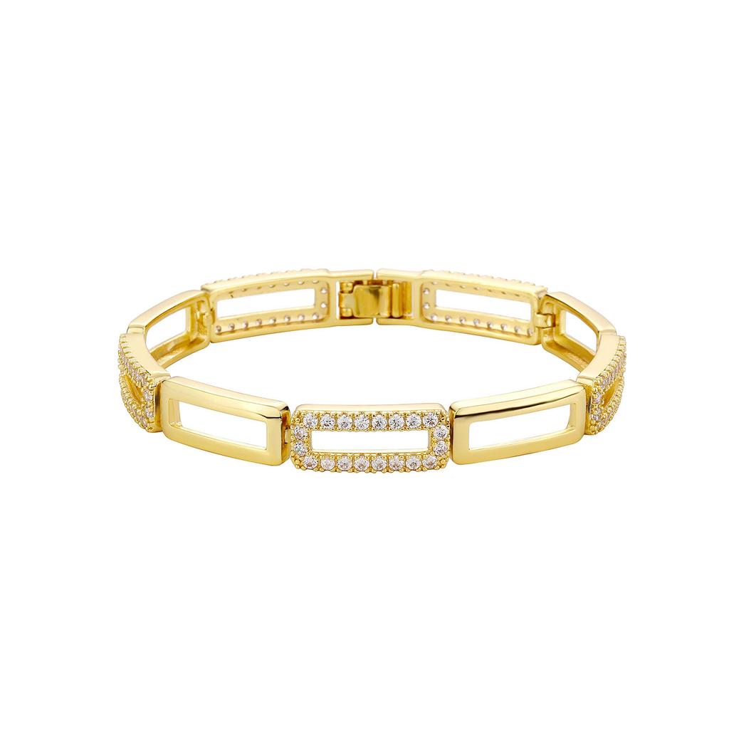 Chain Cuban Bracelet Iron Micro Insert Full Zirconia Hip-hop for Bestseller Unisex Square Grid