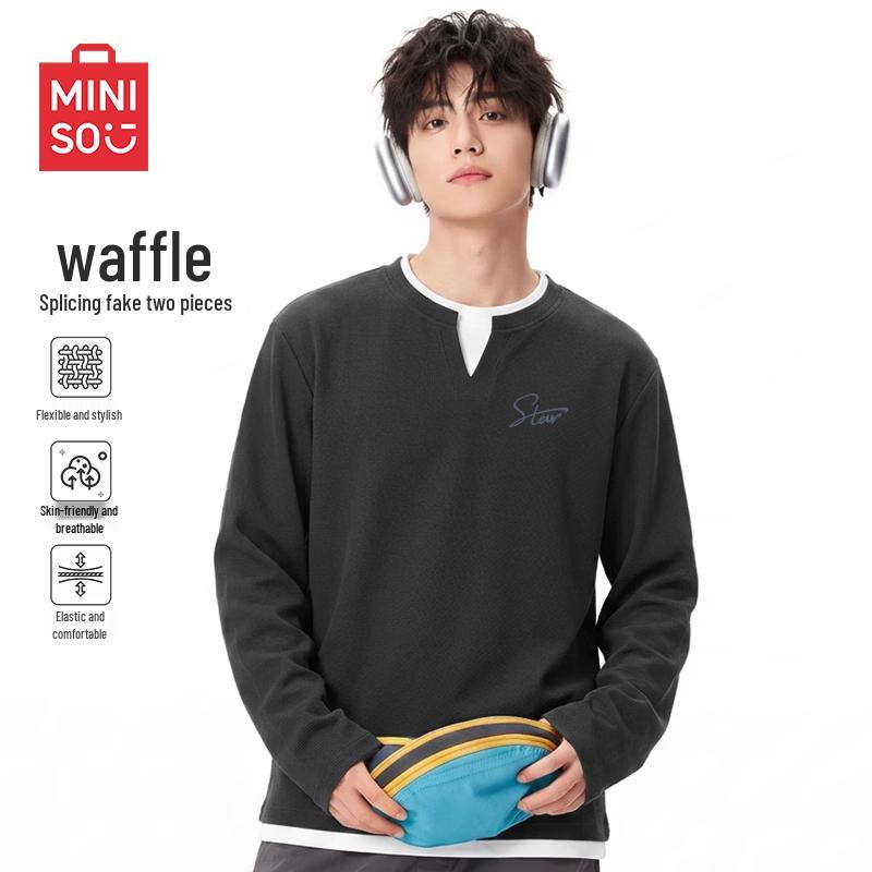MINISO Men's Waffle Long-Sleeve T-Shirt