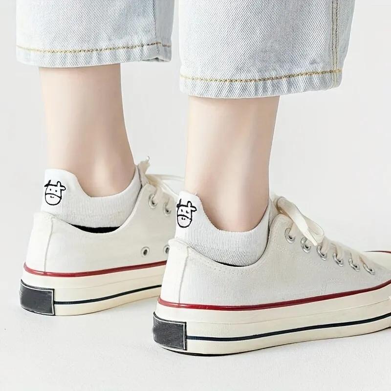 5 Paare/Los Sommer Damen Cartoon Kurze Socken Tierdruck Niedriger Schaft Coole Socken Set Niedliche Knöchel Fußbedeckung Mode Neu Kawaii Socke
