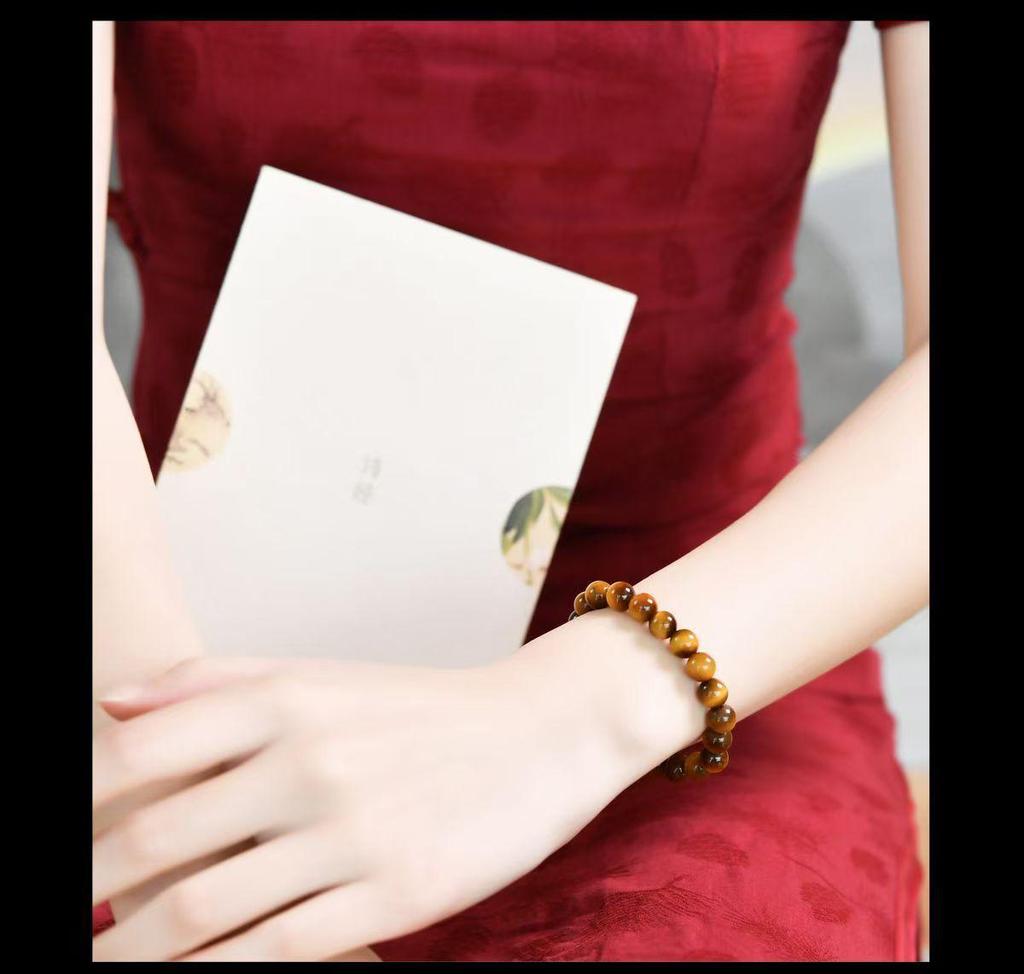 Natural Tiger Eye & Black Agate Stone Bracelet for Men, Women, and Girls - Round Beads Friendship Gift