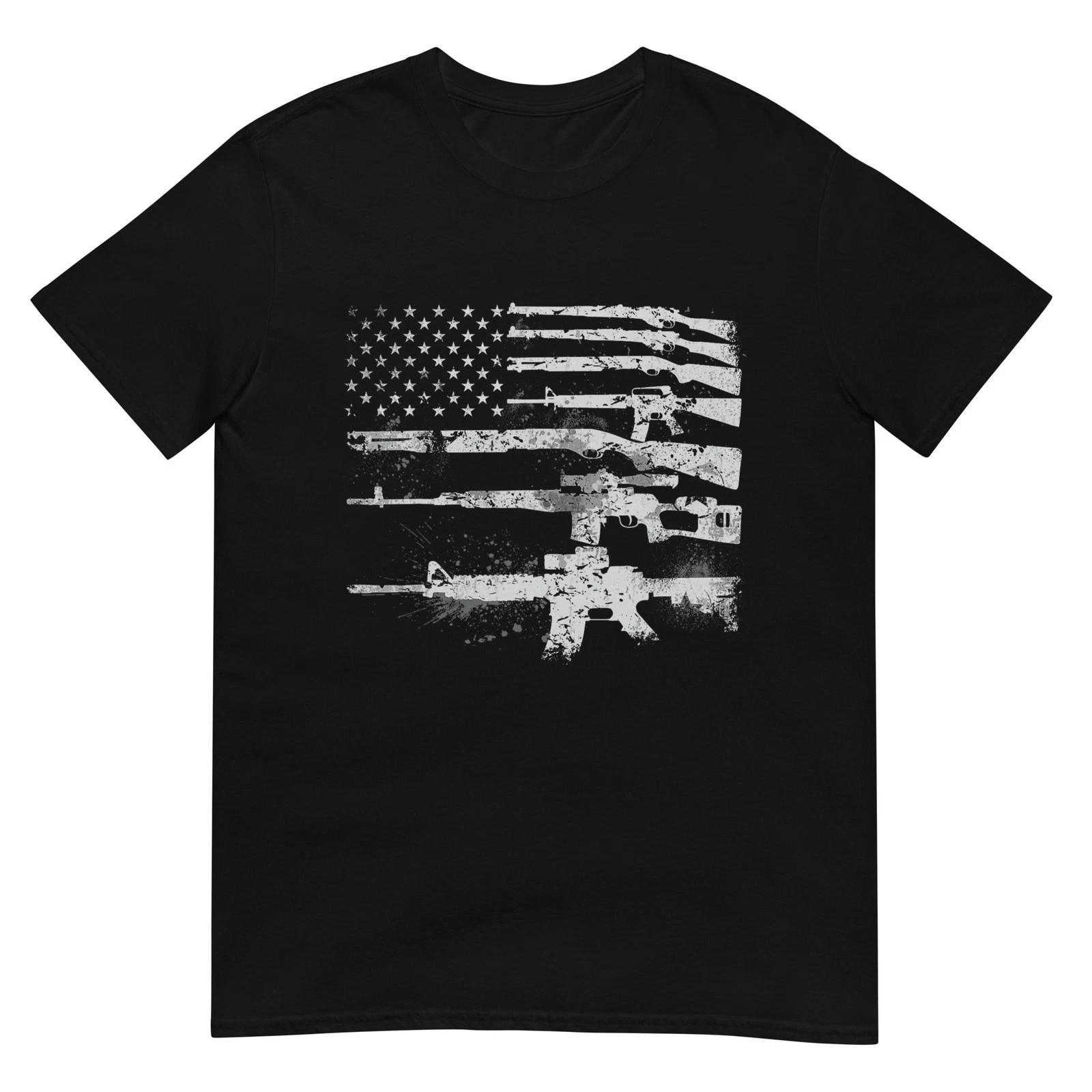 

Gun For Men Women Machine Guns USA Flag 2A Gifts T-Shirt 4XL