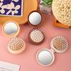 Mini Portable Folding Travel Hair Brush with Mirror for Women Lightweight Plastic Dual Fold Design for Outdoor Use Hand Washable