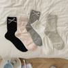Sweet Hollowed-out Small Flower-shaped Heart-shaped Anti-ball Silver Striped Polka Dot Bow Thin Solid-color Socks for Women's Summer