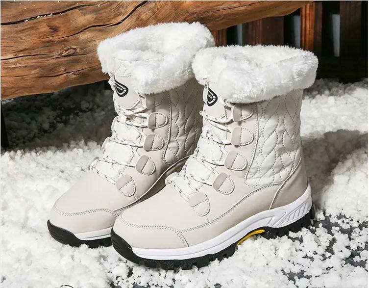 Women's Winter Snow Boots: Velvet-Lined, High-Top, Trendy, Warm Outdoor Footwear.
