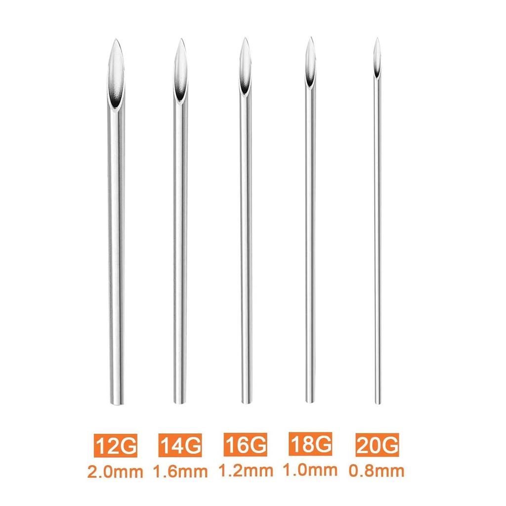 100/50/5PCS Sterile Body Piercing Needles 12/14/16/18/20G Stainless Steel Disposable Piercing Needle for Nose Ear Piercer Tools