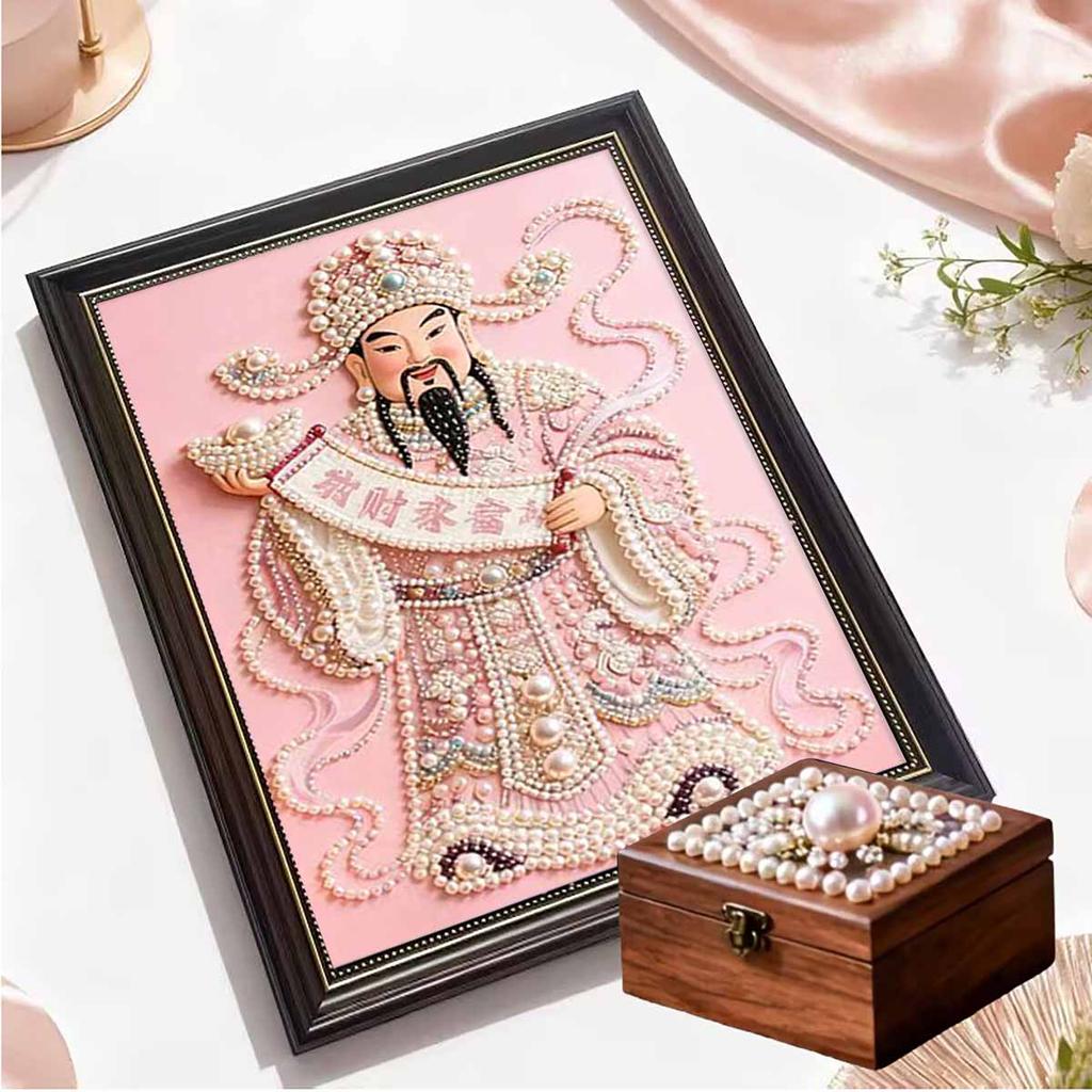 Pearl The God of Fortune DIY Diamond Art Kits 15.7x19.6inch Gem Art Diamond Painting Kits Without Frame for Adults Gift Idea Home Wall Decor
