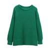 Women Pullover Sweater Round Neck Long Sleeve Elastic Fabric Knitting Tops Solid Color Loose Fit Sweater Tops