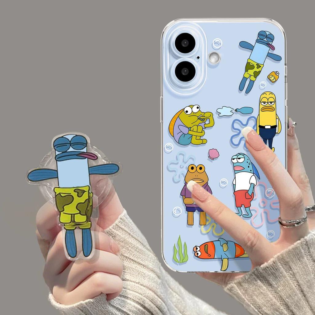 Cartoon mobile phone case is suitable for Apple 15 Beechburg iPhone17/16pm funny with bracket 14pro soft and transparent.