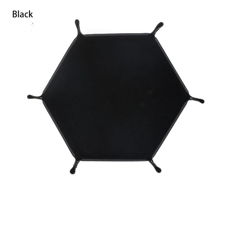 1PC Hexagonal PU Leather Dice Tray Foldable Dice Rolling Tray for Tabletop Games RPGs and Casino Games Miscellaneous Storage Box