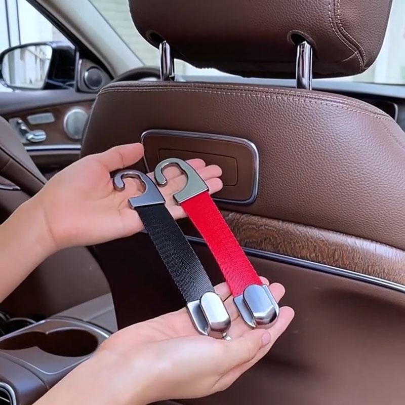 Car Seat Headrest Hook Suede Leather Seat Back Hanger Hook Metal Hanging Hook Car Hook Universal Car Interior Accessories