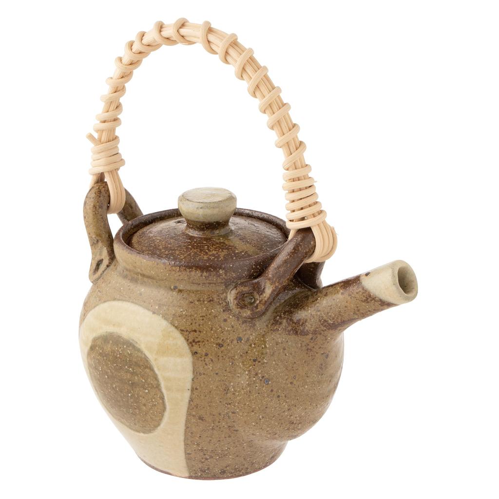 Marui Seito Shigaraki Ware Hechimon Teapot, 800ml Capacity, Gray Circle Pattern, Brown, MR-3-4508