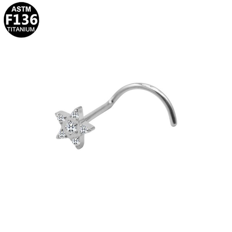 G23 Titanium Alloy S-shaped Star Nose Stud - Stylish & Trendy Piercing Jewelry