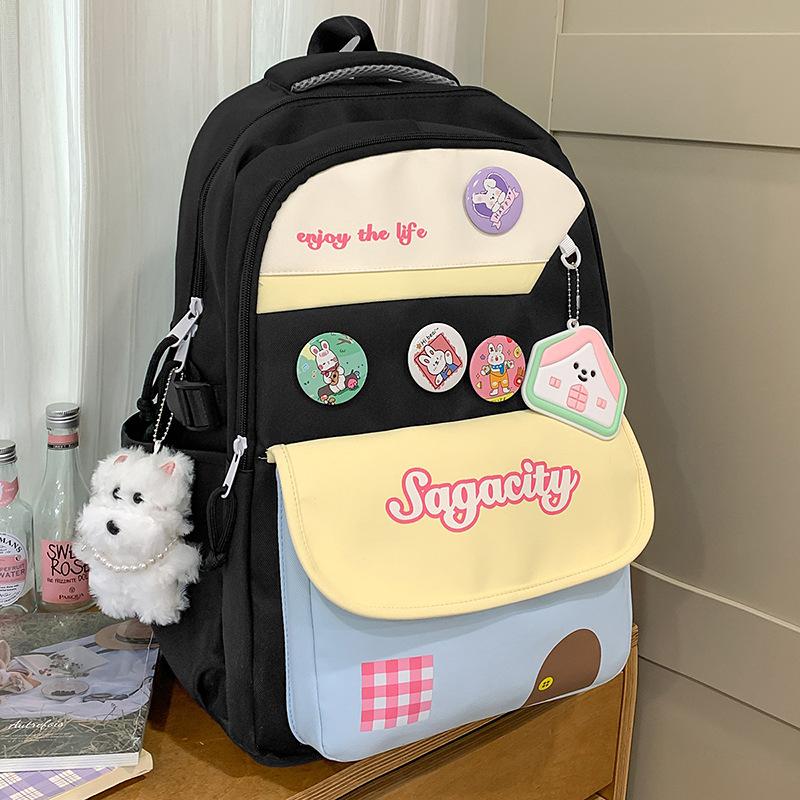 College Style, High Value, Fresh and Sweet Backpack, Junior High School Students Contrasting Color Splicing Large-capacity Backpack