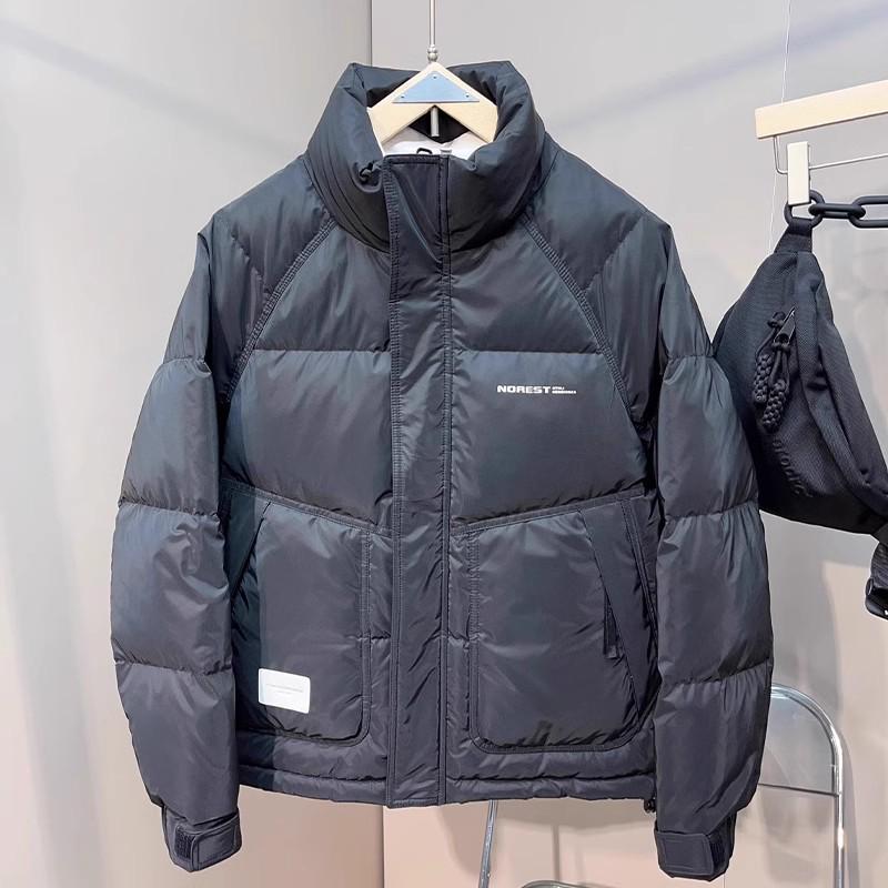 

Мужская трендовая пуховая куртка премиум-класса однотонной расцветки с утолщением на осень/зиму 2025 2XL чёрный