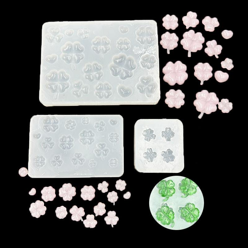 1Pcs Diy Homemade Earring Pendant Keychain Silicone Mold Four-Leaf Clover Resin Casting Mold Silicone Mold Accessories