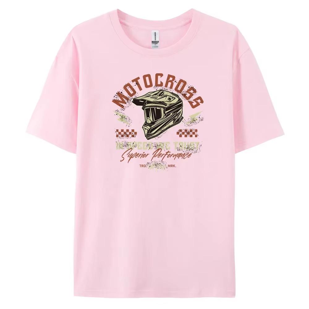 Motocross Men's Casual Short-sleeved T-shirt with 100% Cotton Fashion Print Tees Oversize