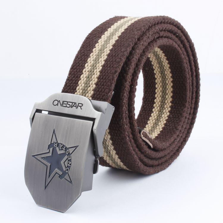 Black Five-Star Canvas Belt Headhunting Black Eagle Men's Automatic Buckle Belt Woven Leisure Good Supply