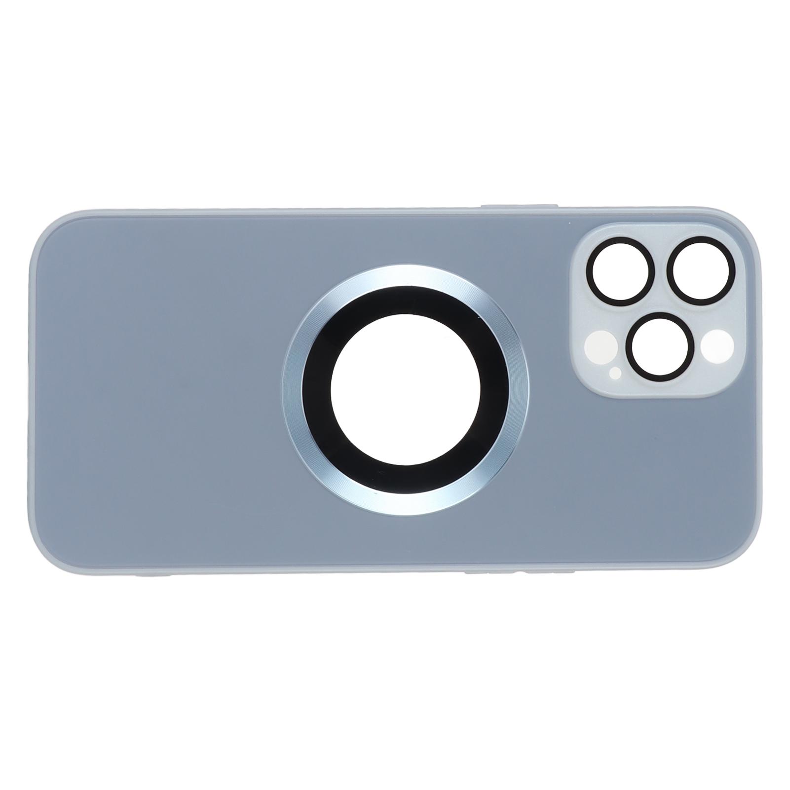 

Dustproof Scratch Proof Magnetic Phone Case Frosted Glass Phone Protective Cover for IPhone14 Pro Max Blue синий