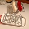 1pcs Stainless Steel Soap Dish with Wave Design Ceramic Tray for Bathroom Countertop Vanity Kitchen Organizer Organization
