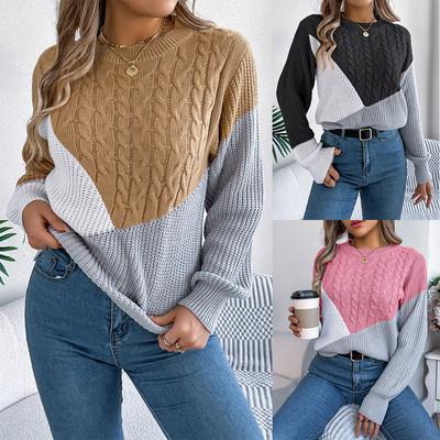Outono e inverno feminino casual malha plana crash twist malha manga comprida pulôver suéter