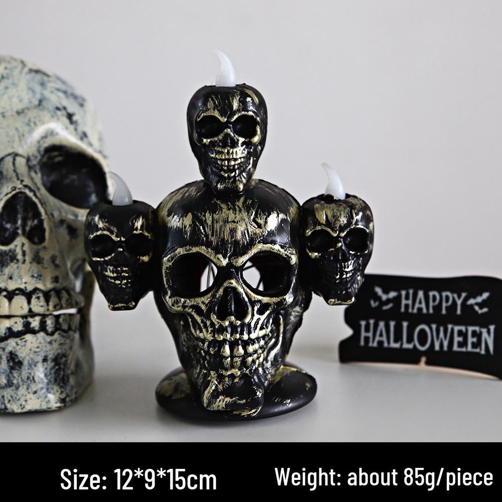 Halloween Skull Lantern Trio - LED Ghost Candle Holder Decoration