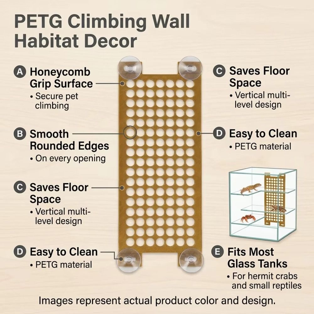 Anti-Slip Hermit Crab Ladder Secure Suction Cup Reptile Climbing Toy Climbing Mesh Panel  Terrarium