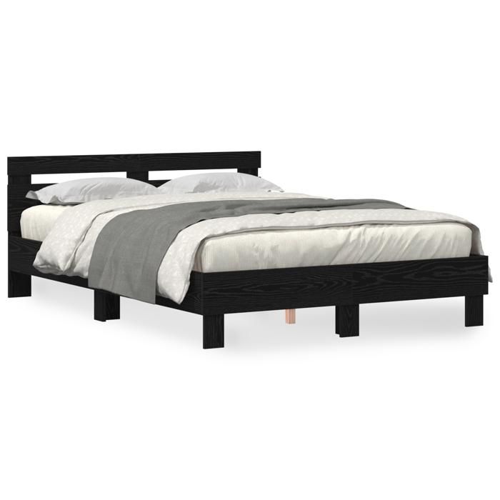 VidaXL Cadre de lit noir en chêne Chêne noir Chêne massif 150 x 200 cm 3333944