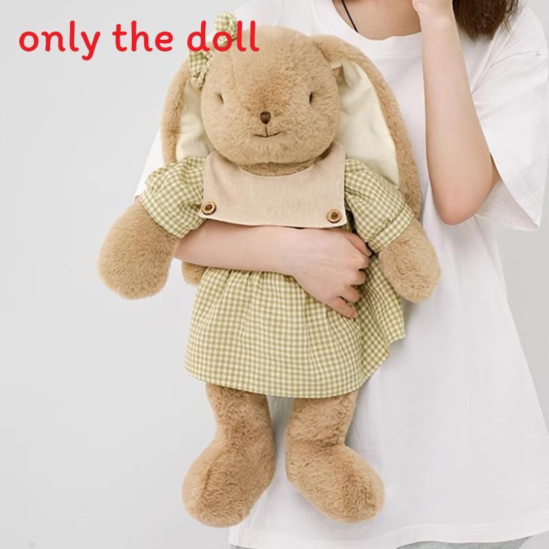 Lily Rabbit Plush Toy Large Sleeping Pillow Gift With Checkered Dress And Bow Decoration For Girls And Kids