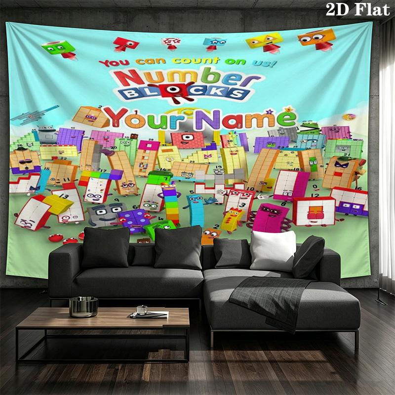 Blocks Clouds Custom Name Wall Tapestry Aesthetic Wall Hanging Printed Fabric Blanket Decorative Tapestries For Bedroom Living Room Home Decor