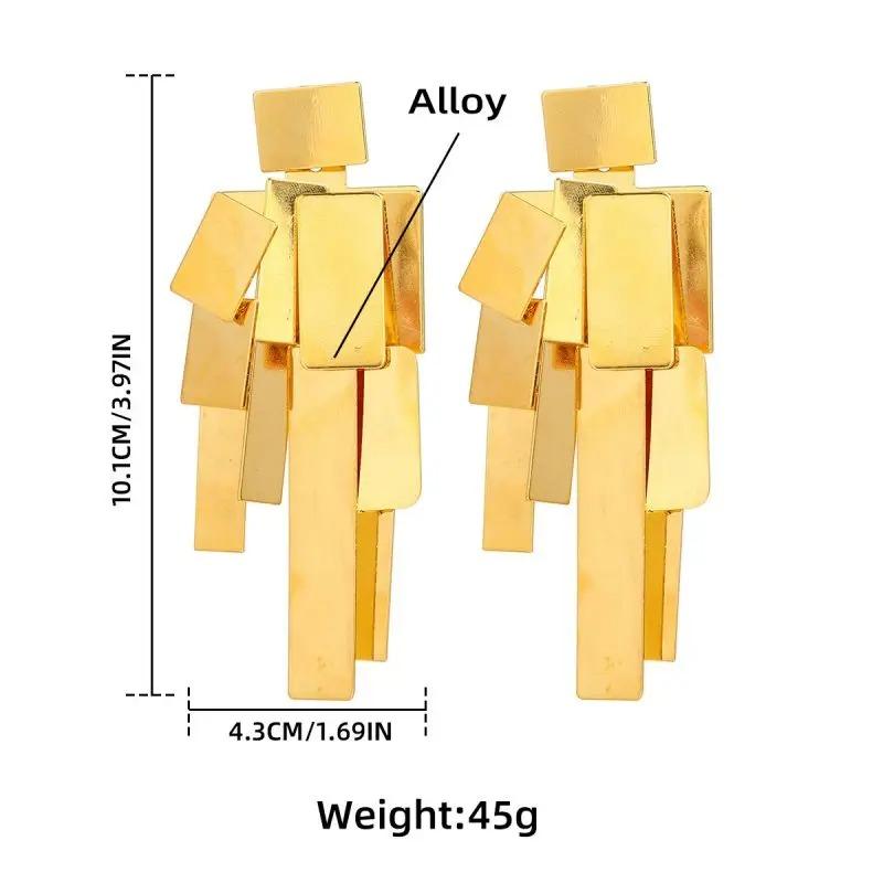 2024 New Metal Square Geometric Tassels Dangle Stud Earrings for Women Fashion Holiday Party Gifts Jewelry