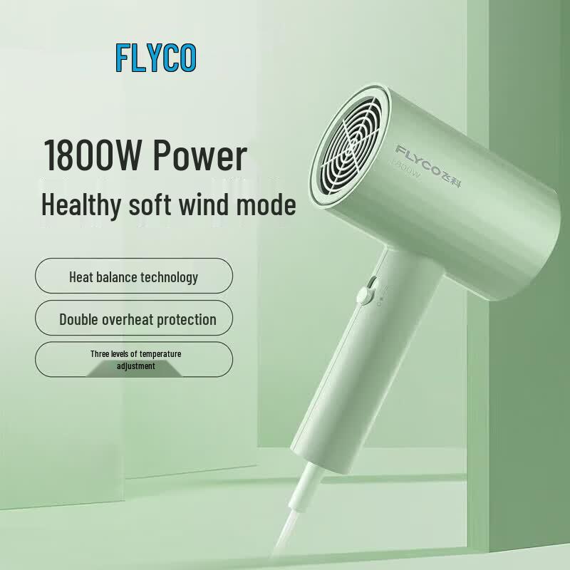 FLYCO FH6296 1800W Negative Ion Portable Hair Dryer CN plug (adapter included)