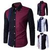 Herren Hemd Colorblock Splicing Streetwear Geknöpft Koreanischer Stil Gesellschaftshemd für Büro