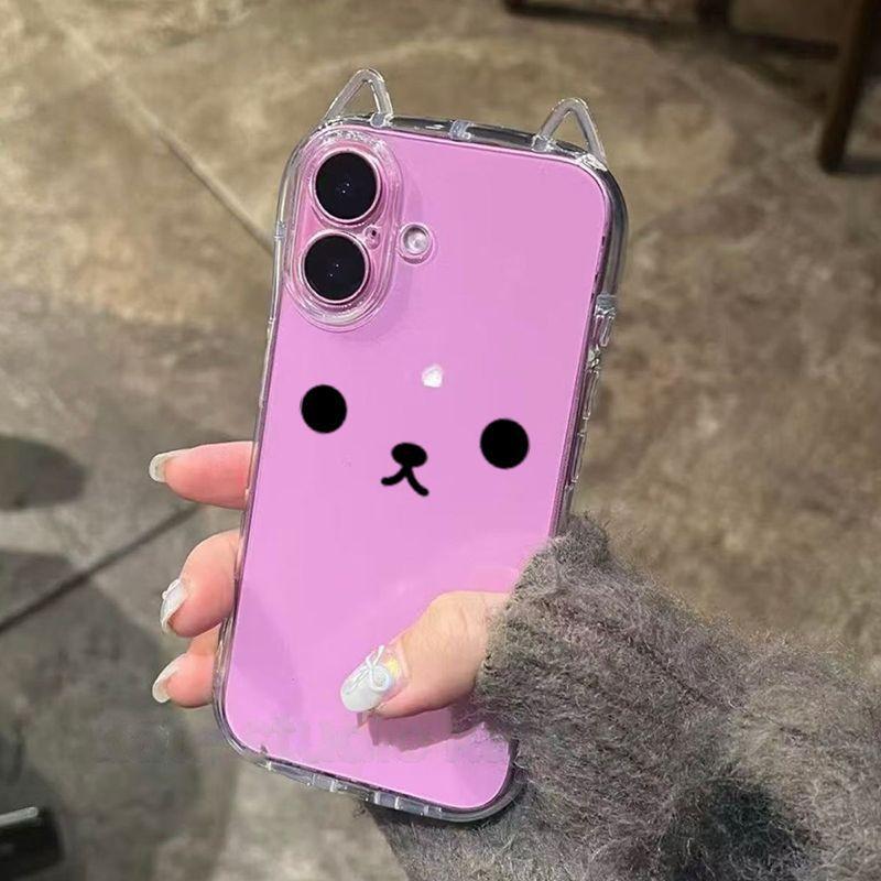 Cute expression cat ears for iPhone17Promax mobile phone case Apple Air transparent 16/15 cute 14
