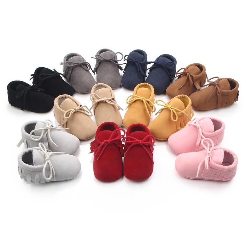 

Мокасины для новорожденных мальчиков и девочек, обувь для первых ходунков с бахромой на мягкой подошве, нескользящая обувь