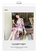 Elegantes V-Ausschnitt Netzkleid mit Print: Hohe Taille, Schlankmachender Falten-Schlitz, Langarm Bodycon Rock