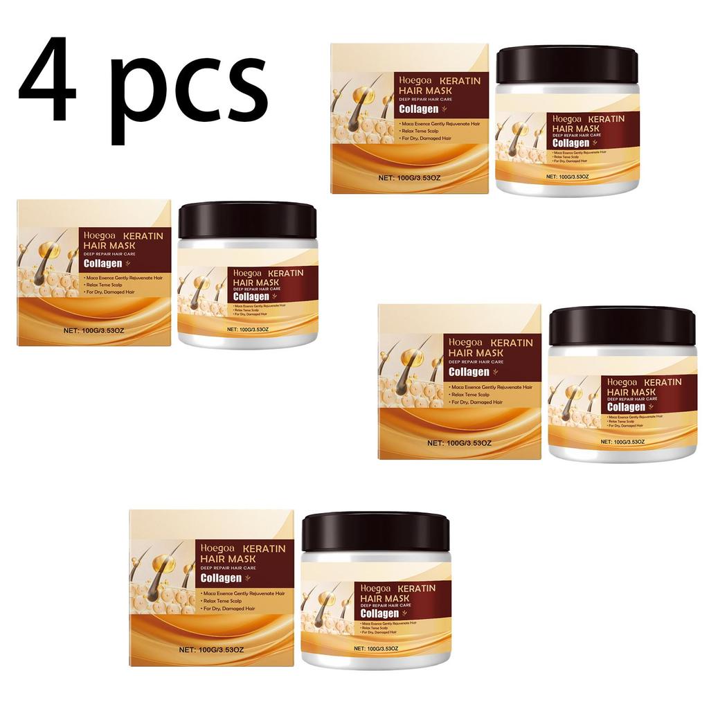 Hoegoa Keratin Repair Hair Mask, nourishes hair, smooth and tangle-free, lightweight and silky, naturally glossy hair mask, suitable for hair, 100g