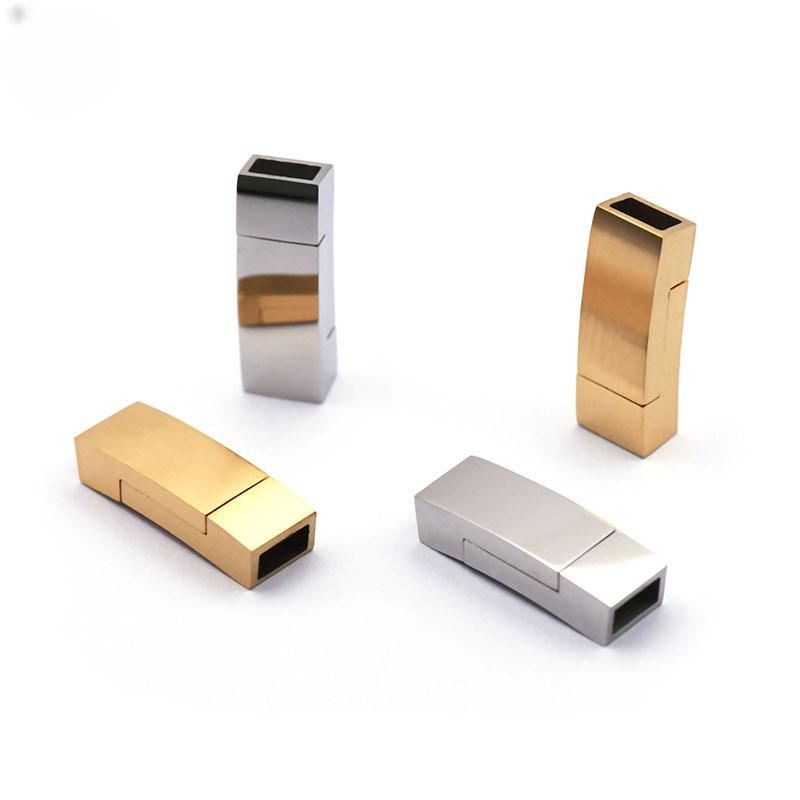 Stainless Steel Magnet Buckle Up and Down Flat Mouth Leather Rope Bracelet Connection Tanium Steel Jewelry DIY Accessories