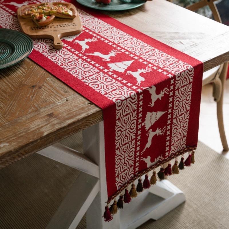 American Retro Jacquard Table Runner Dining Table Cloth Tea Table Cabinet Decorative Strip