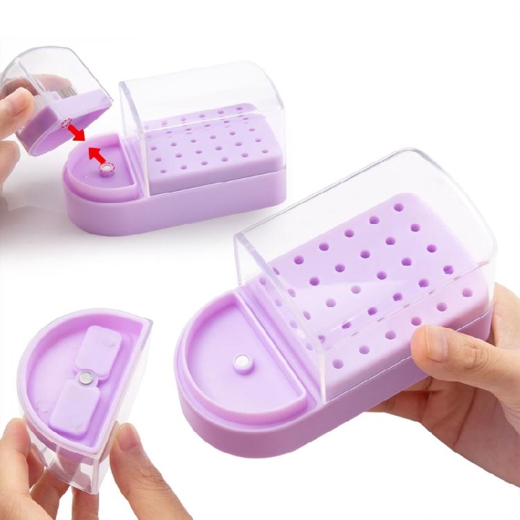 2 In 1 30 Holes  Nail Drill Bits Holder & Nail Drill Bits Cleaning Brush Case