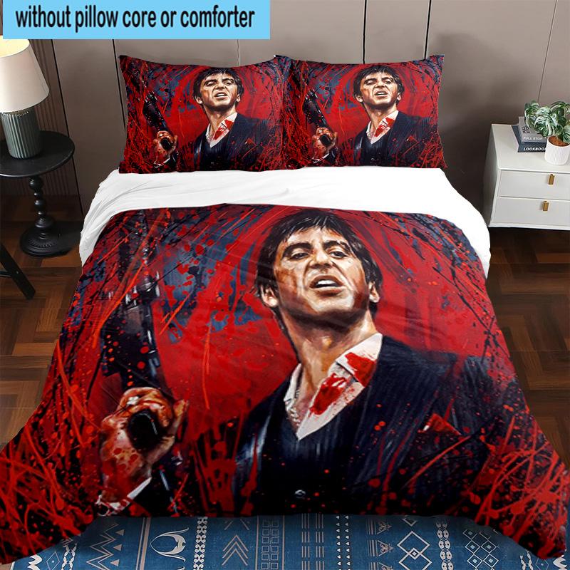 3PCS Scarface: Urban Art 3pcs Bedding,Including 3PCS Duvet Cover And 2pcs Pillowcases Perfect for Christmas,Ideal for Bedroom, Dormitory