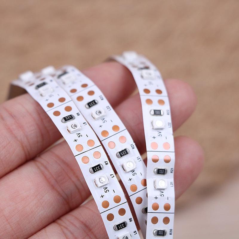 5V USB LED Strip Light - 2835 SMD, 60 LEDs/M, Single Color, Self-Adhesive with Button Switch Control