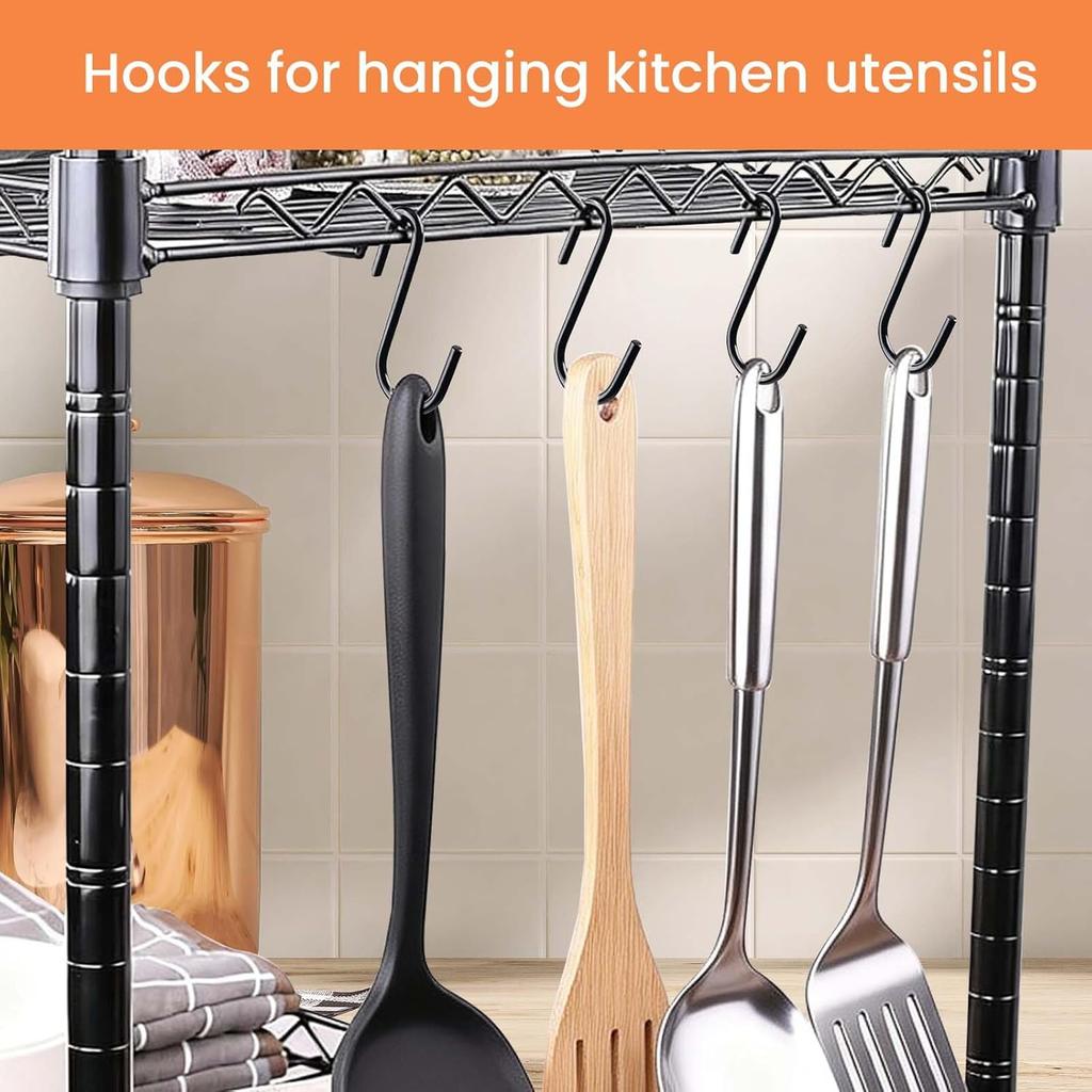 18 Pack 4 inch Heavy Duty S Hooks Pan Pot Holder Rack Hooks S Shaped Hooks Hangers for Oval Ceiling Pot Rack Hanging Kitchenware Spoons Pans Pots