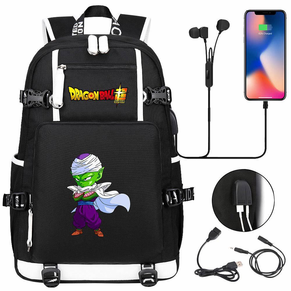 Vegeta Sun Wukong Dragon Ball Ultra USB Headphones Teen Student School Bag Men's and Women's Leisure Travel Backpack