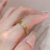 Li Luo Vintage Gold Gebürsteter 925 Sterling Silber Verstellbarer Damenring