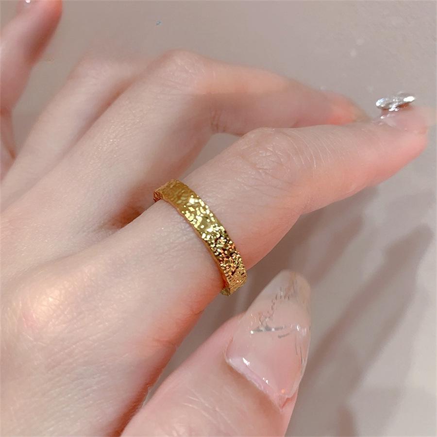 Li Luo Vintage Gold Gebürsteter 925 Sterling Silber Verstellbarer Damenring